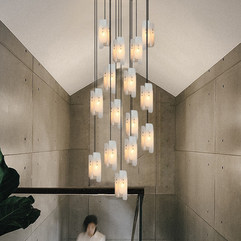 Home Bathroom Lighting Design - American LED Full Copper Marble Chandelier