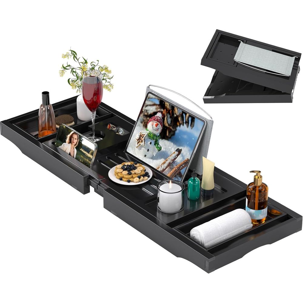 Bath Caddy Tray - Bathtub Caddy Tray, Foldable Bath Table