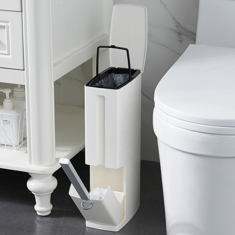 Home Bathroom Cleaning Kit - Plastic Narrow Trash Can Integrated Toilet