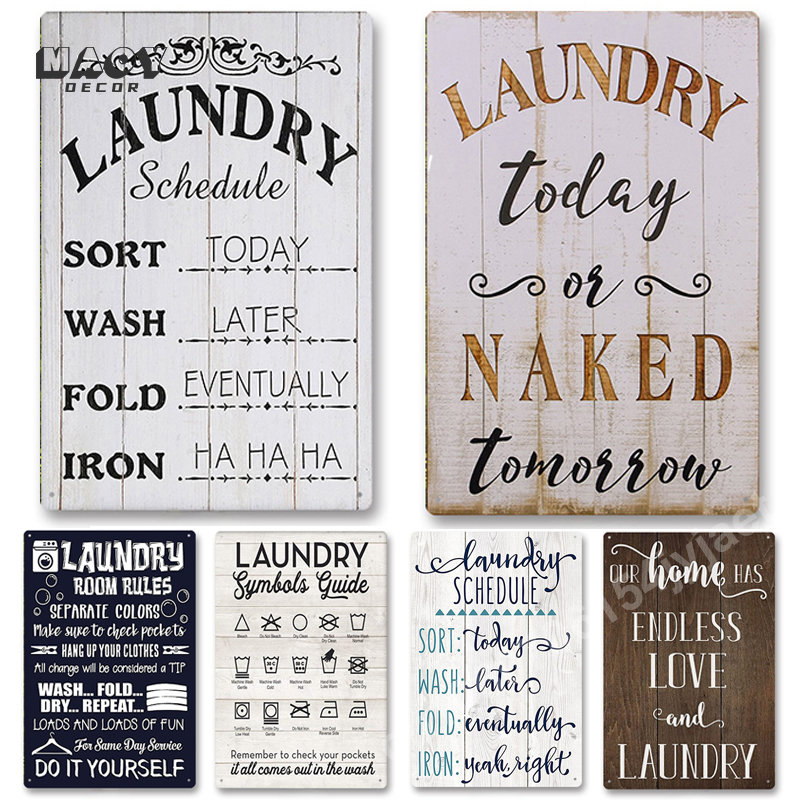 Slogan Metal Tin Sign Laundry  - огляд і ціна Home Bathroom Signs