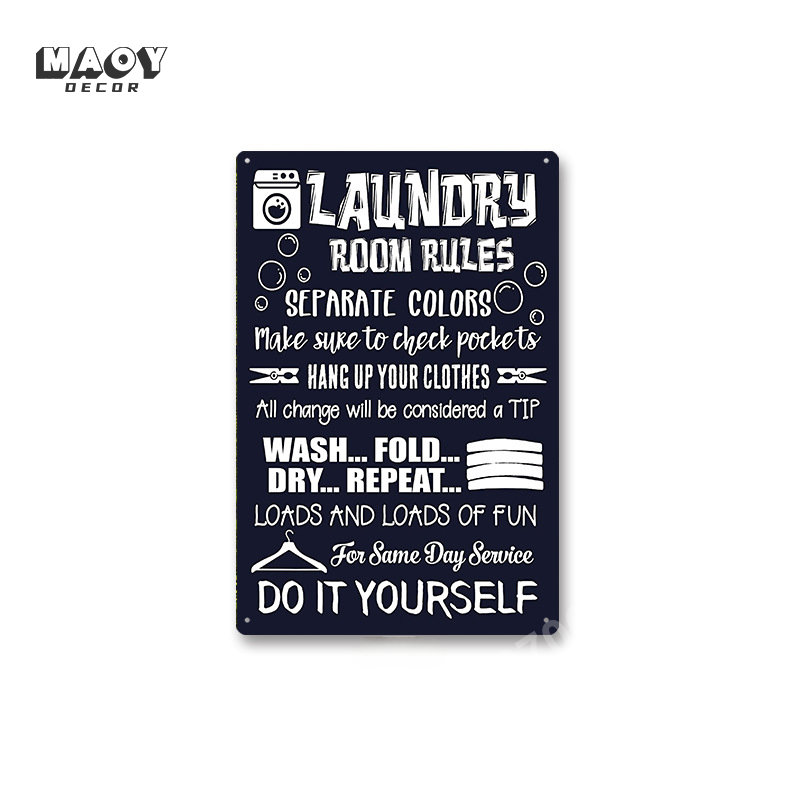 Slogan Metal Tin Sign Laundry  - огляд і ціна Home Bathroom Signs