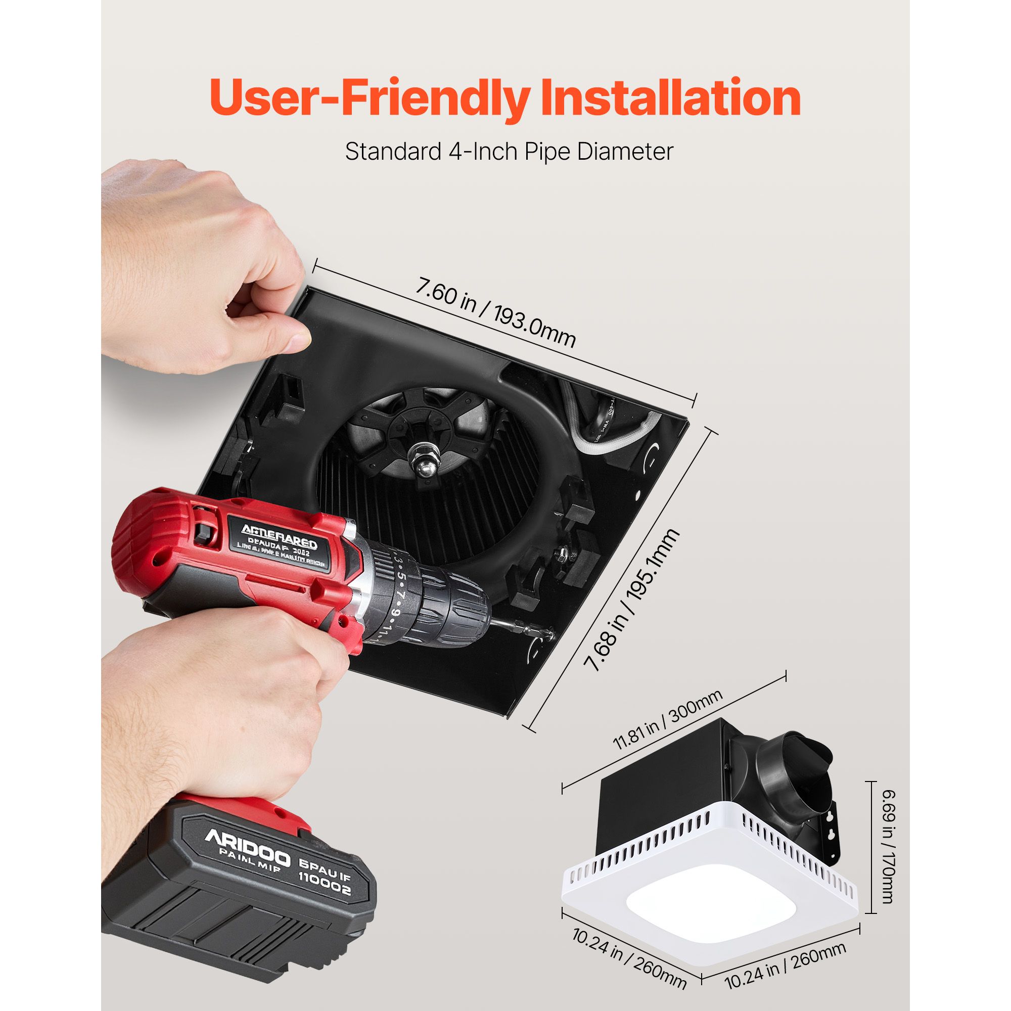 Bathroom Exhaust Fan with LED  - огляд і ціна Home Bathroom Vent Fans
