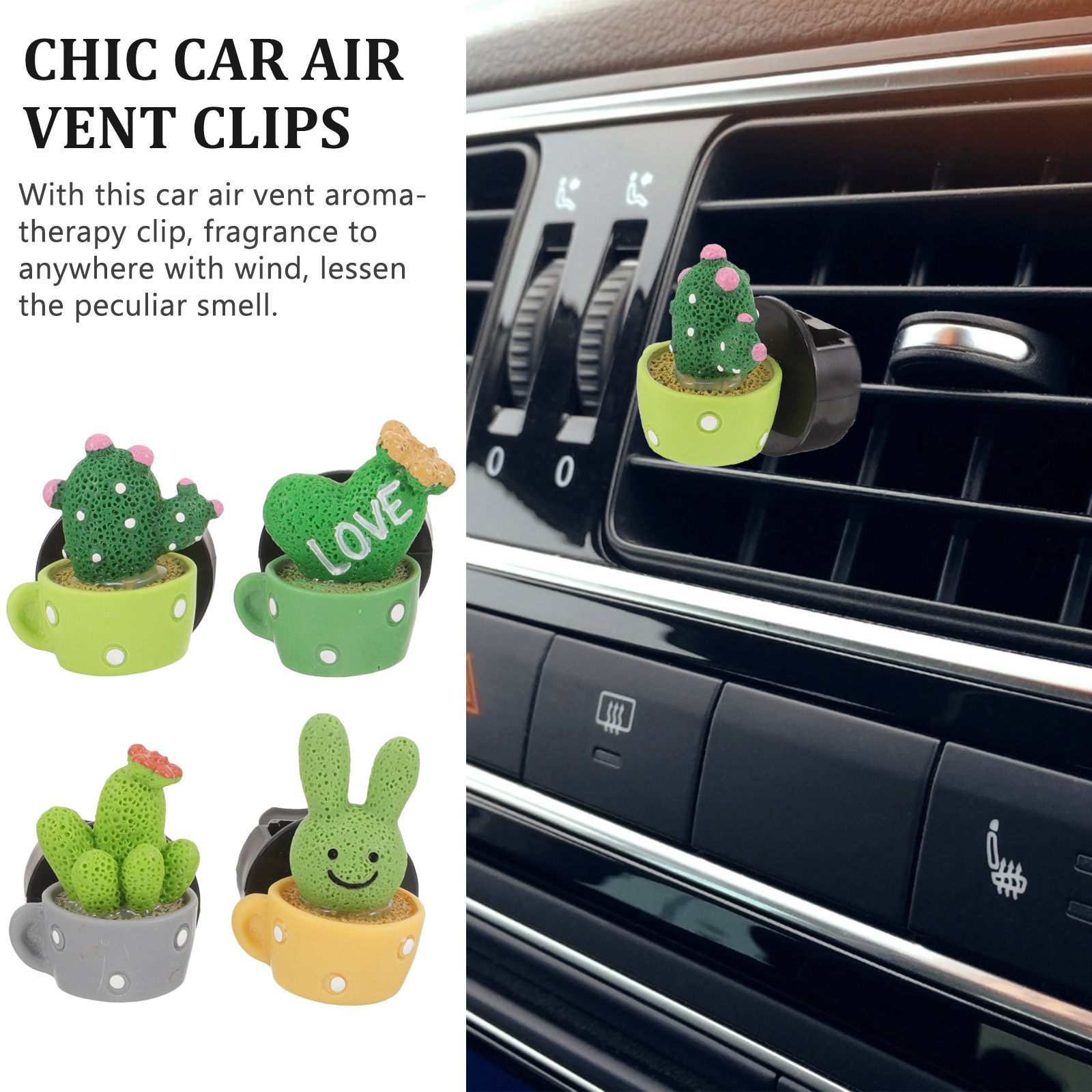 4Pcs Cute Cactus Car Vent Clip - огляд і ціна Home Bathroom Vent