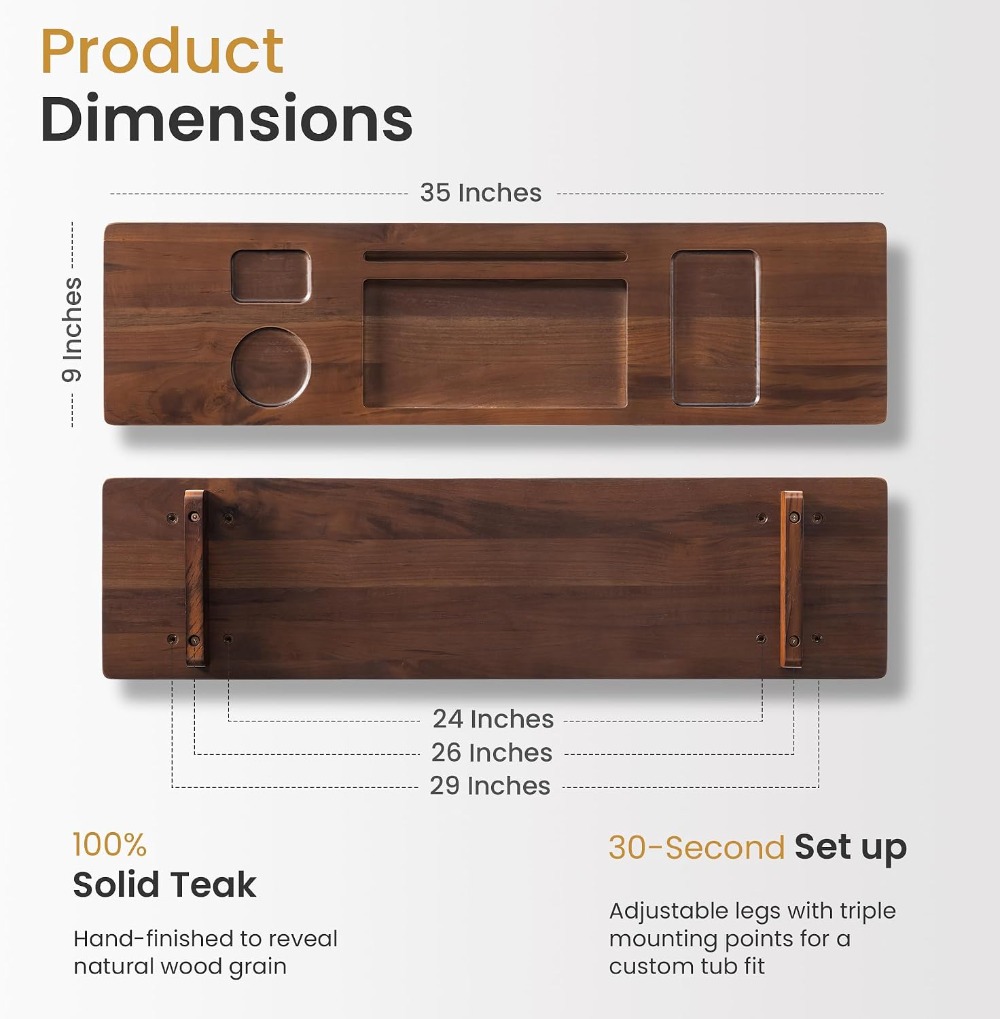 Teak Bathtub Tray for Freestan - огляд і ціна Bath Caddy Tray