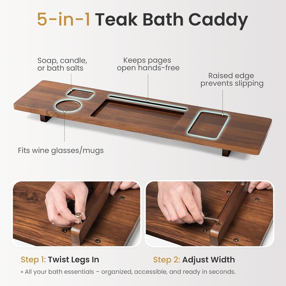 Teak Bathtub Tray for Freestan - огляд і ціна Bath Caddy Tray