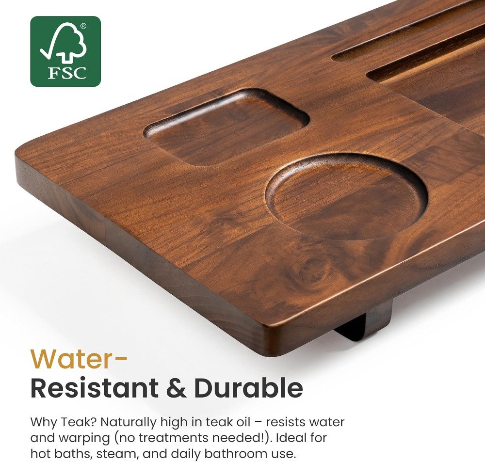 Teak Bathtub Tray for Freestan - огляд і ціна Bath Caddy Tray