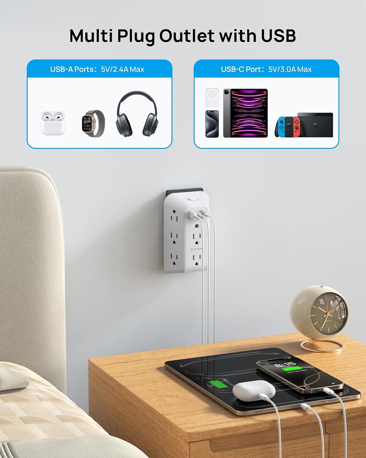 Surge Protector 8 Outlet Exten - огляд і ціна Home Bathroom Images