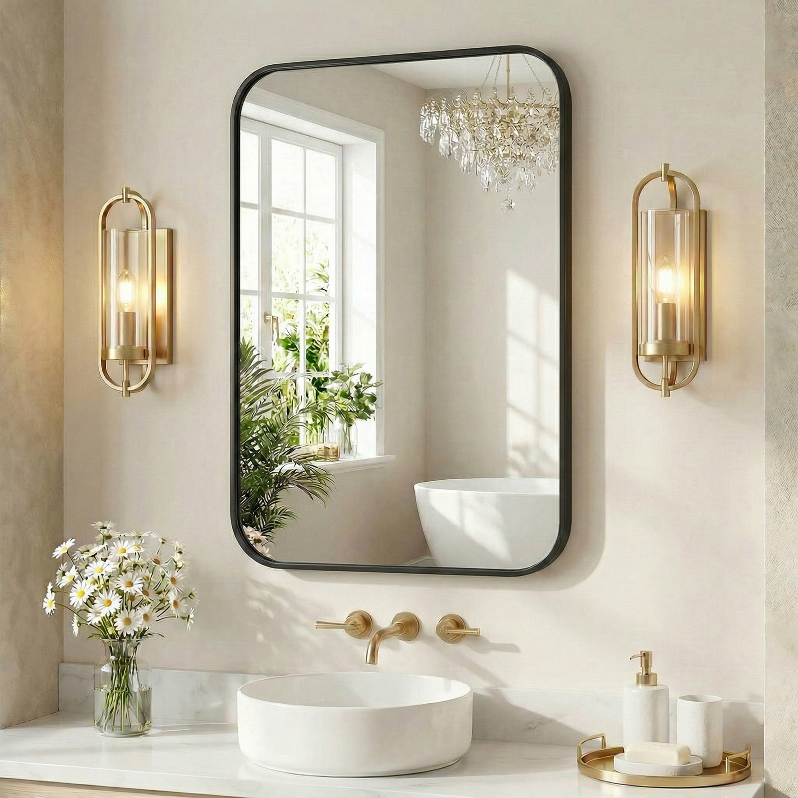 JHK Rounded Rectangle Wall Mir - огляд і ціна Bathroom Cabinet Mirror