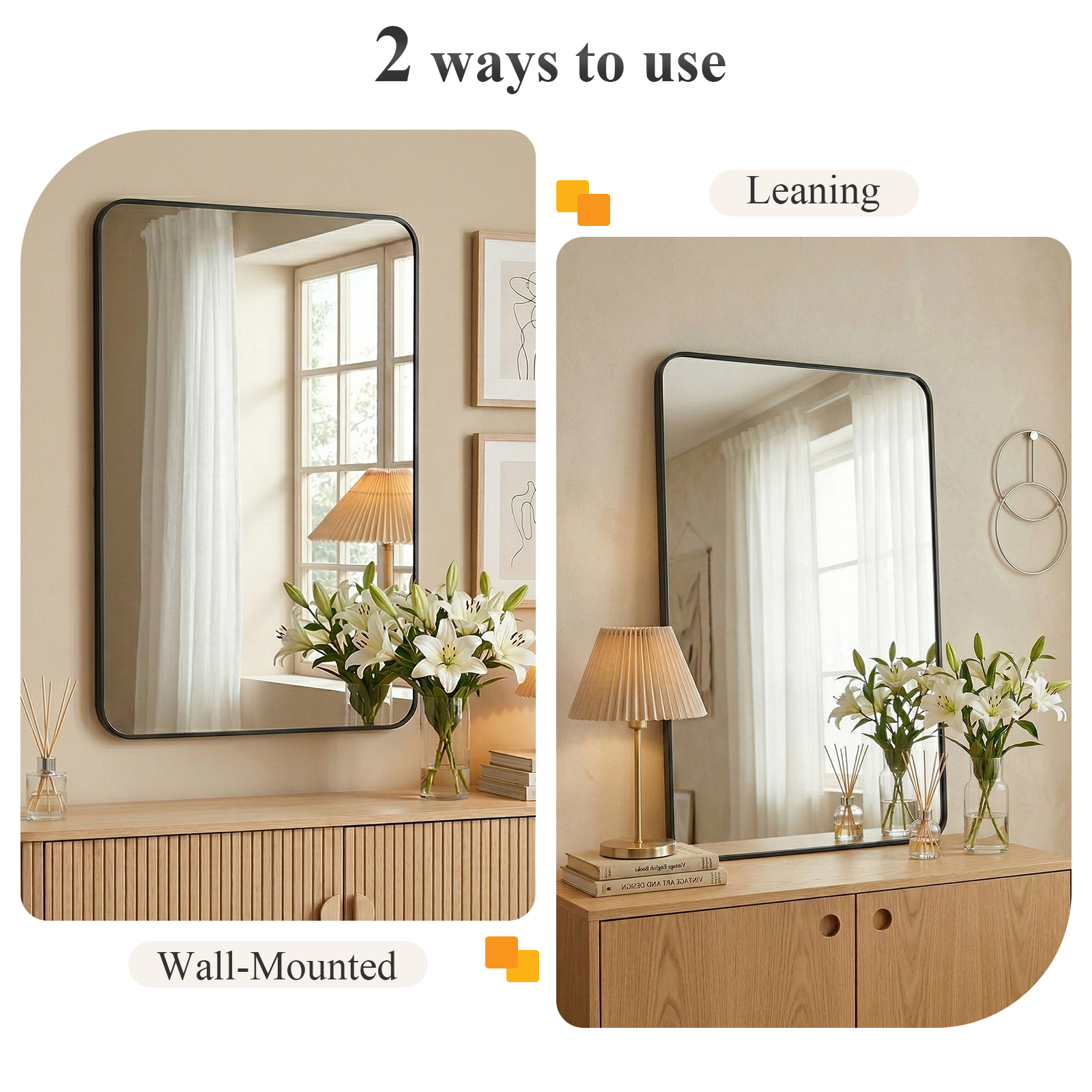 JHK Rounded Rectangle Wall Mir - огляд і ціна Bathroom Cabinet Mirror