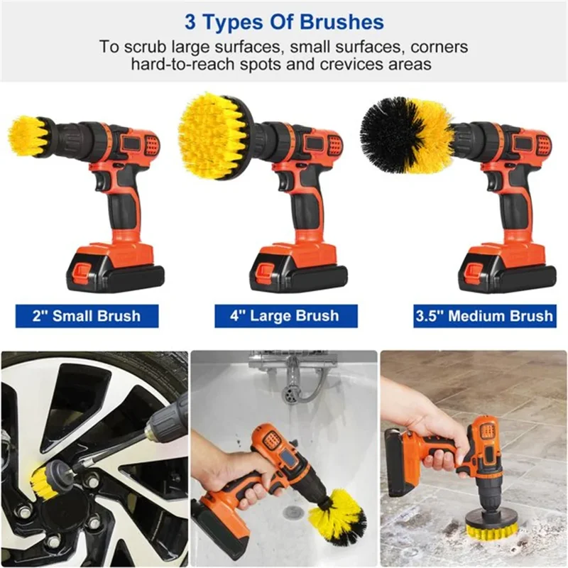3 Pcs/Set Power Drill Brush Se - огляд і ціна Home Bathroom Cleaning Kit