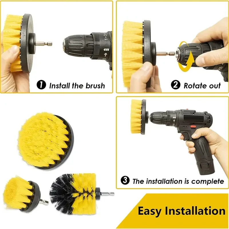 3 Pcs/Set Power Drill Brush Se - огляд і ціна Home Bathroom Cleaning Kit