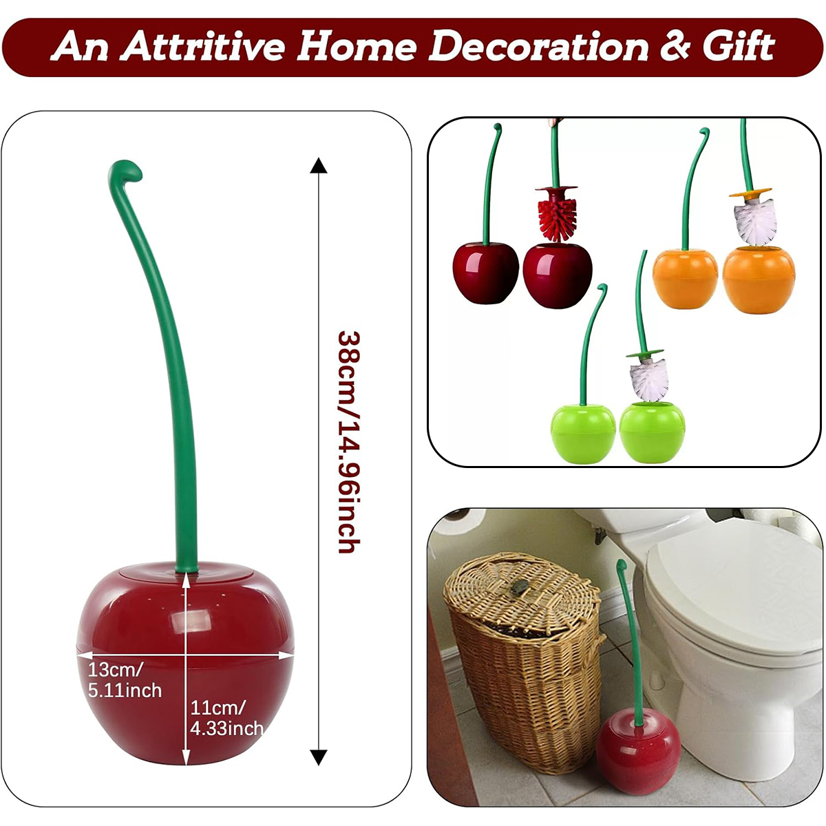 3 Colors Cherry-Shaped Toilet  - огляд і ціна Home Bathroom Cleaning Kit