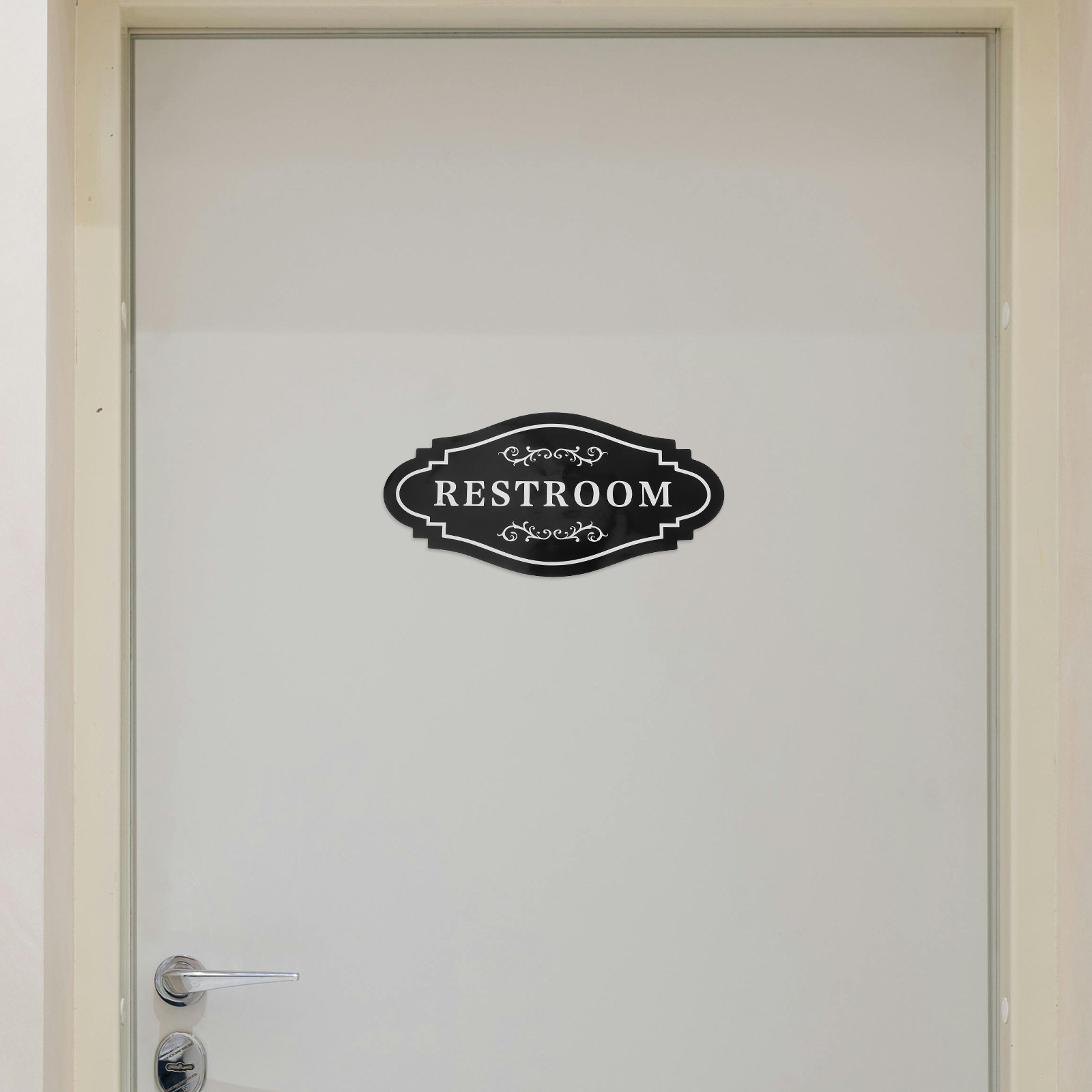 4Pcs Sleek Black Vinyl Restroo - огляд і ціна Home Bathroom Signs