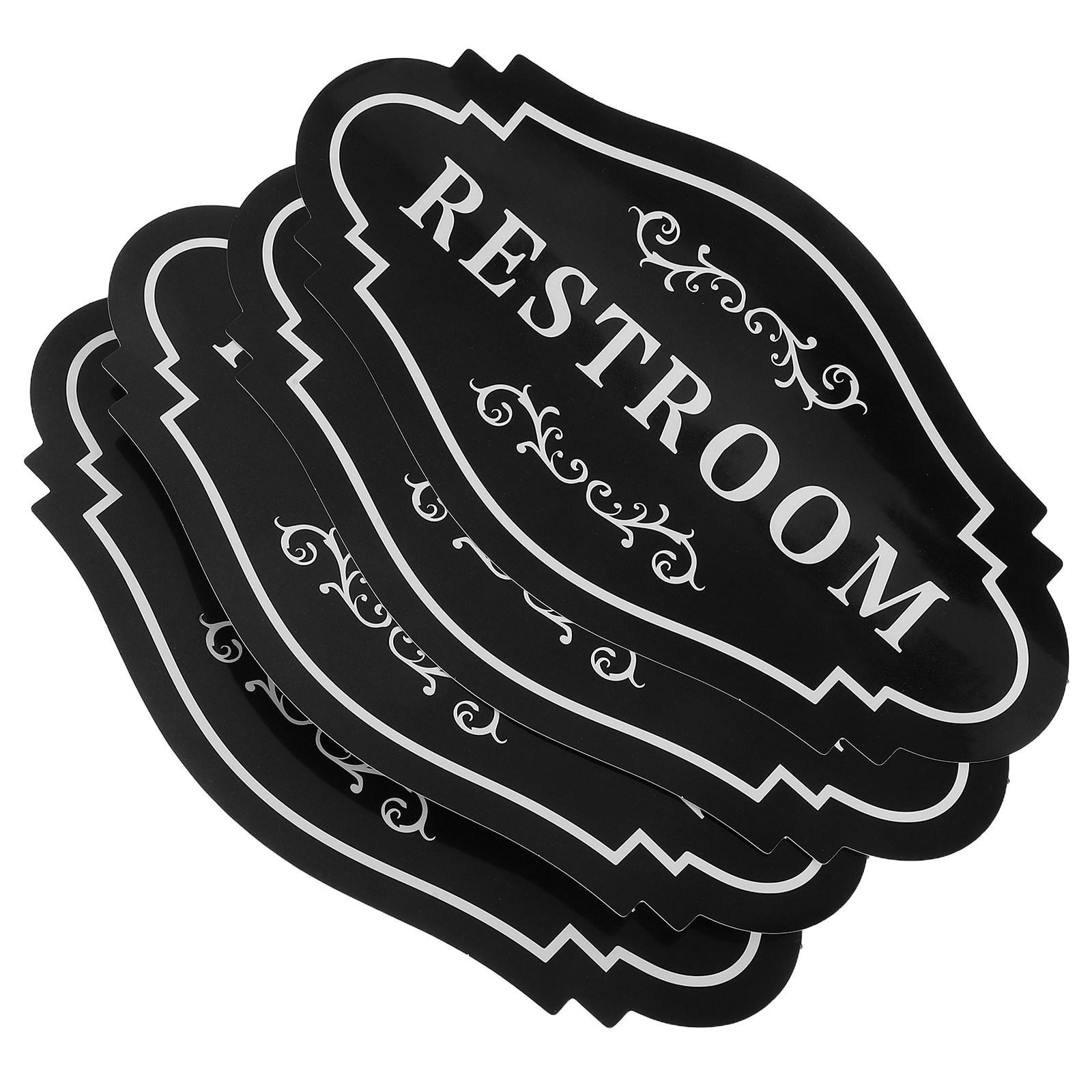 4Pcs Sleek Black Vinyl Restroo - огляд і ціна Home Bathroom Signs