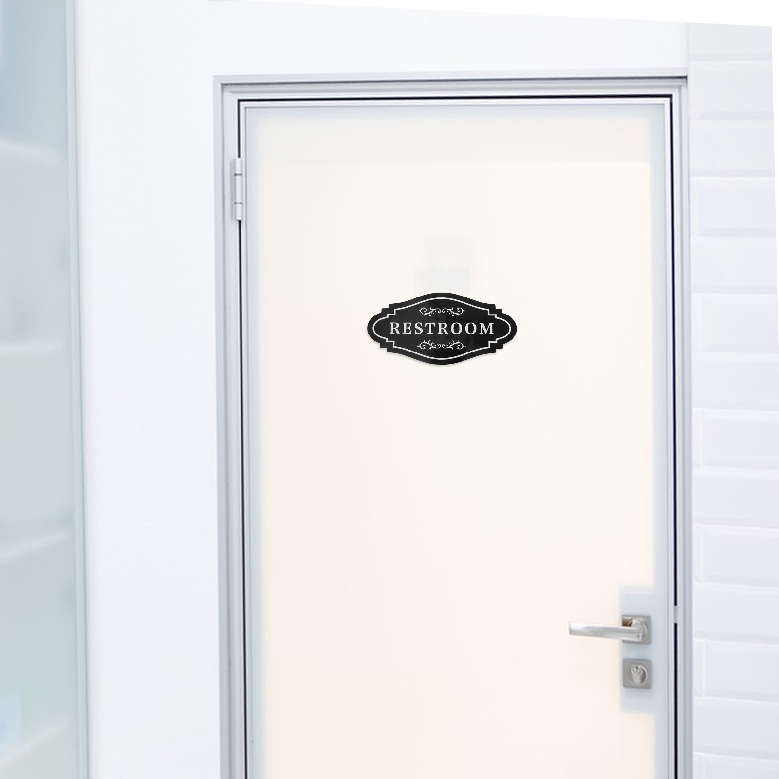 4Pcs Sleek Black Vinyl Restroo - огляд і ціна Home Bathroom Signs
