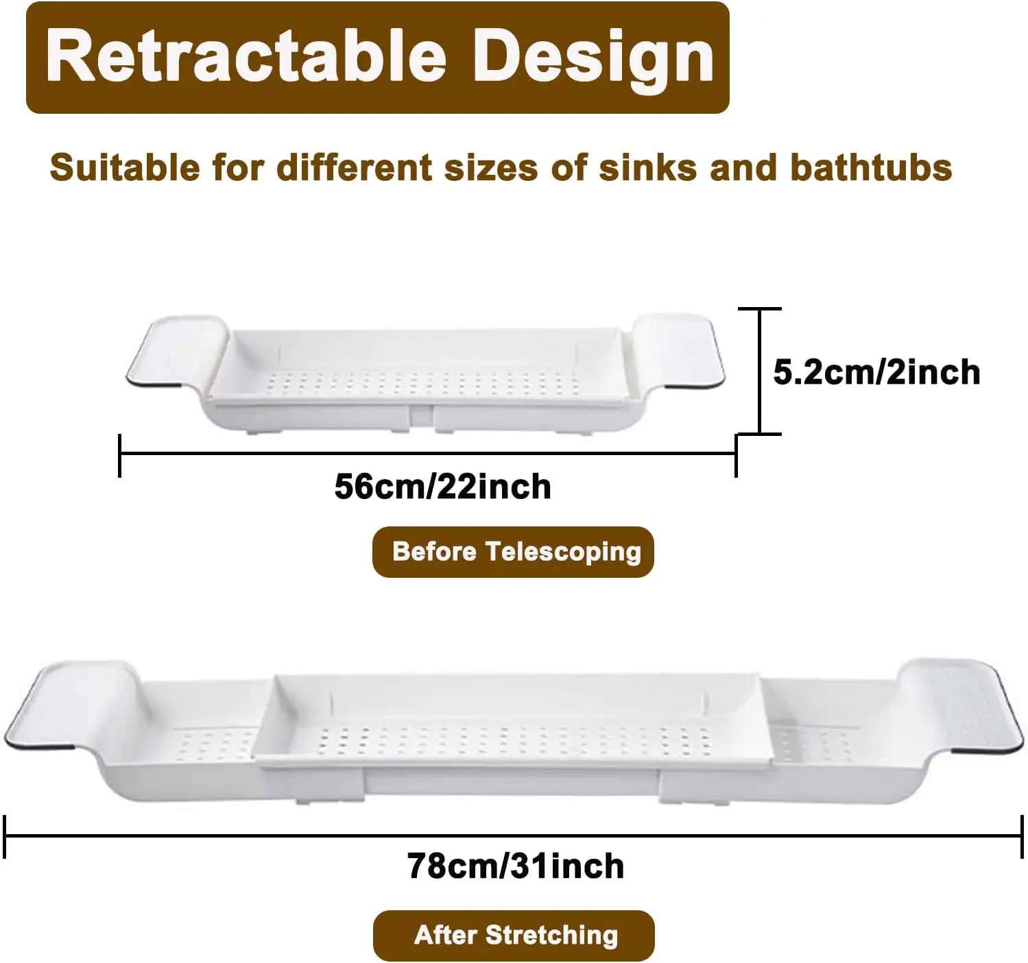 Expandable Drain Bath Shelf Ca - огляд і ціна Bath Caddy Tray