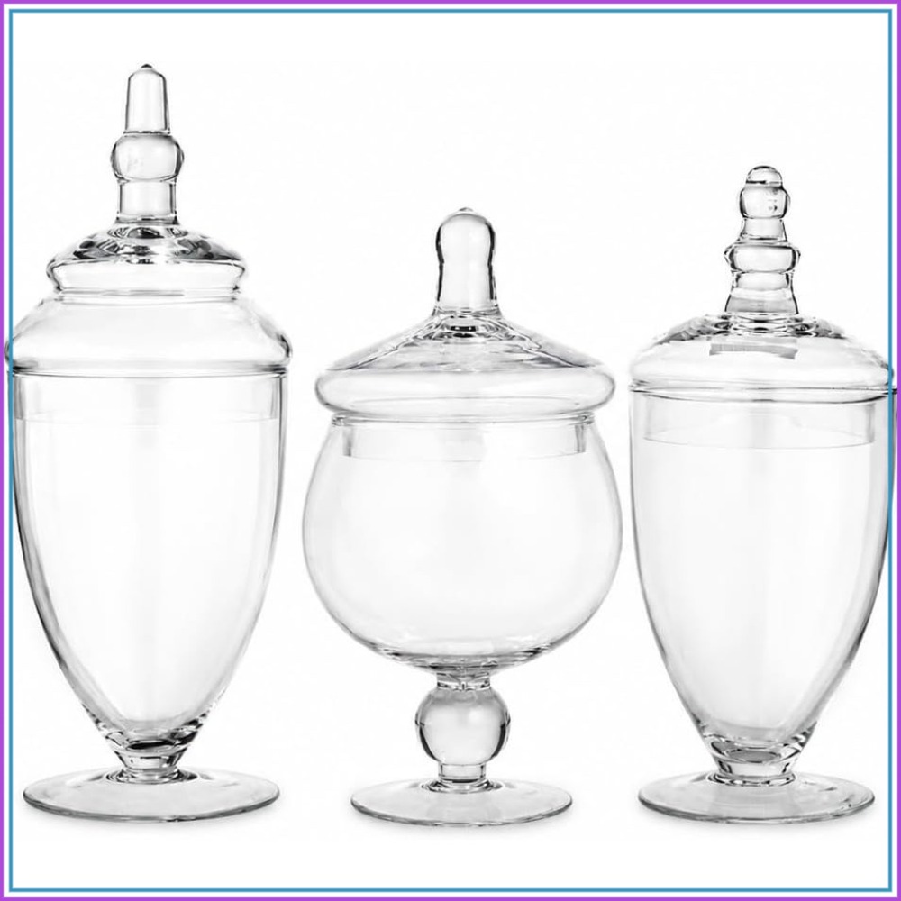 Set of 3 Clear Glass Apothecar - огляд і ціна Home Bathroom Images