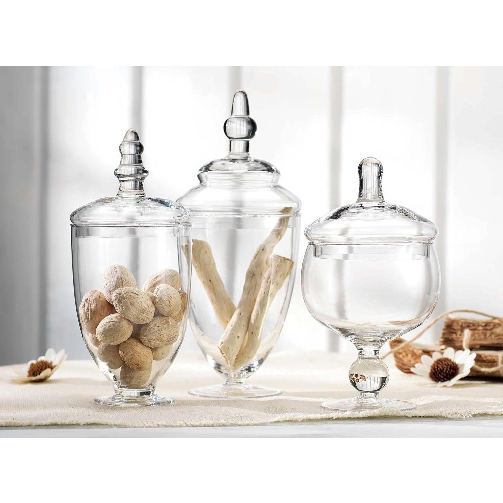 Set of 3 Clear Glass Apothecar - огляд і ціна Home Bathroom Images