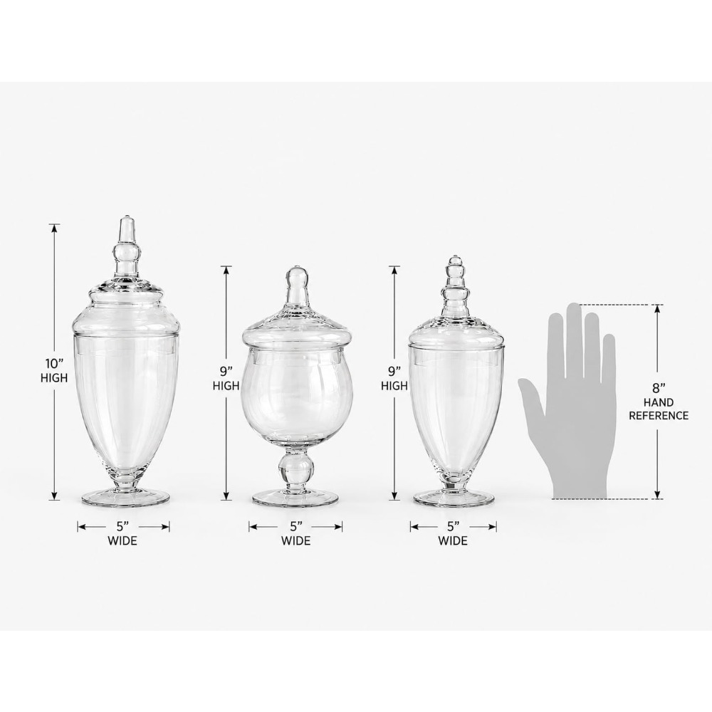 Set of 3 Clear Glass Apothecar - огляд і ціна Home Bathroom Images