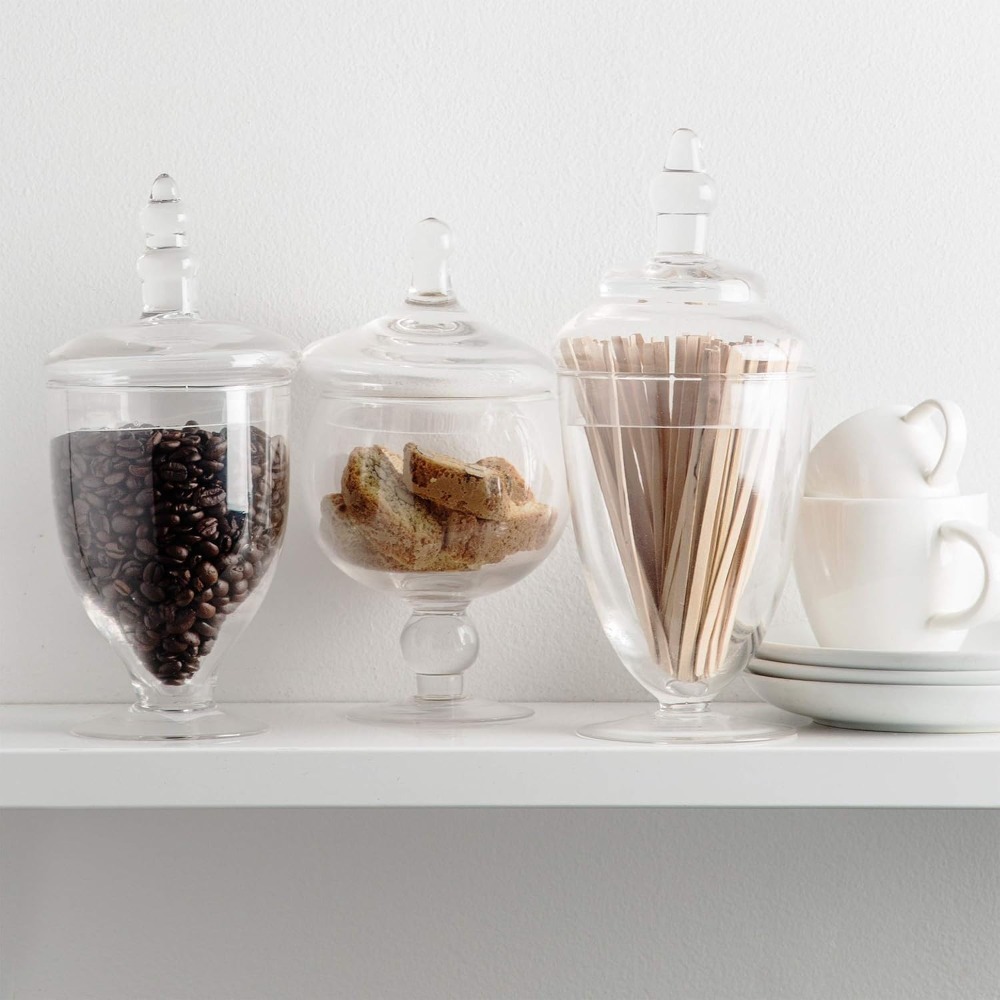 Set of 3 Clear Glass Apothecar - огляд і ціна Home Bathroom Images
