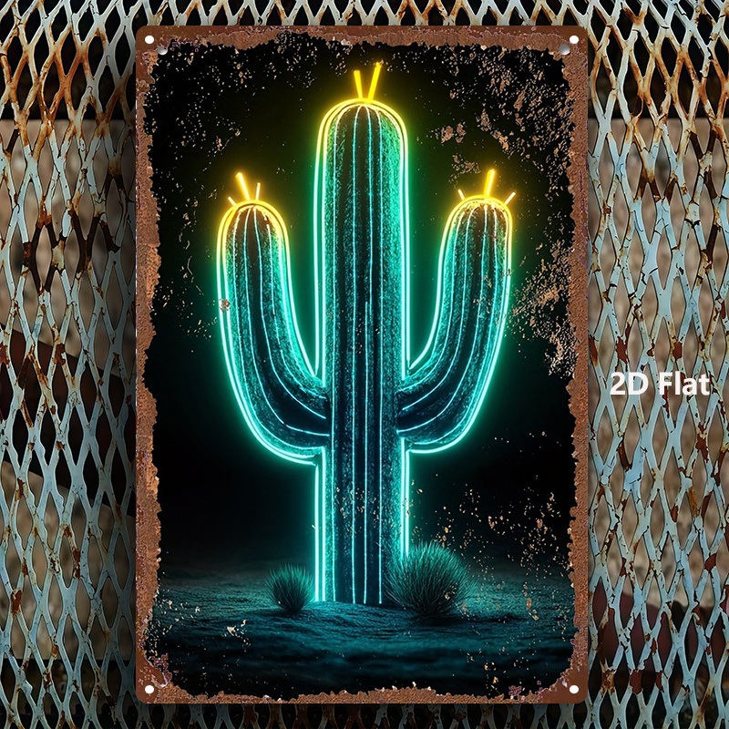 Vintage Neon Desert Cactus Alu - огляд і ціна Home Bathroom Signs