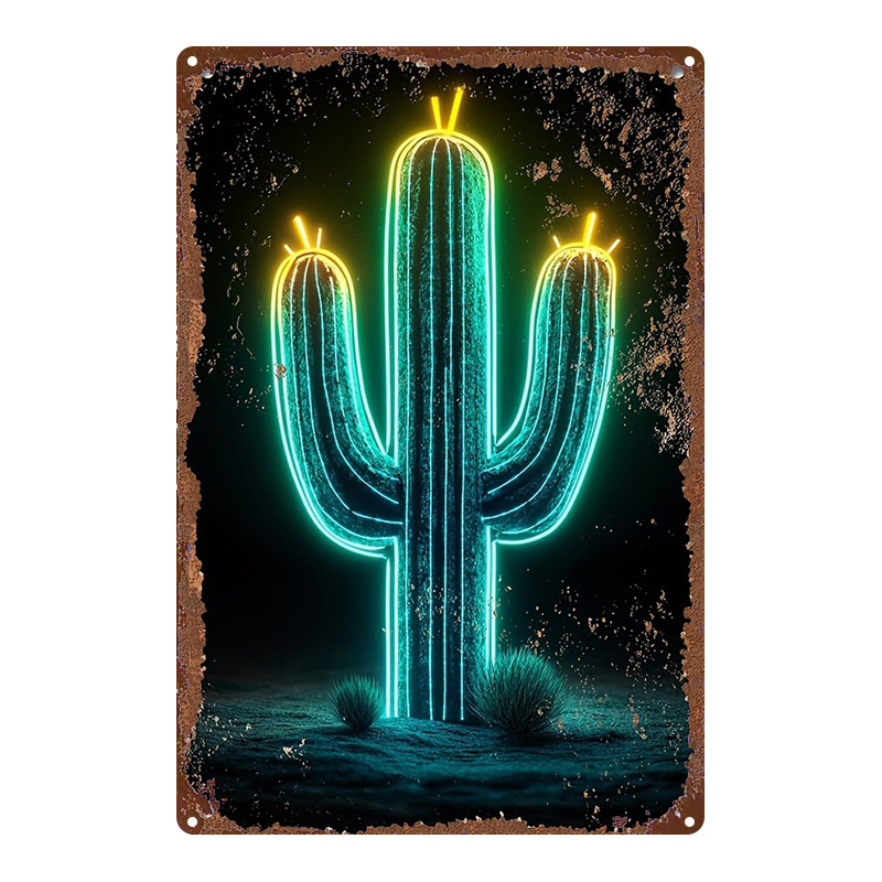 Vintage Neon Desert Cactus Alu - огляд і ціна Home Bathroom Signs